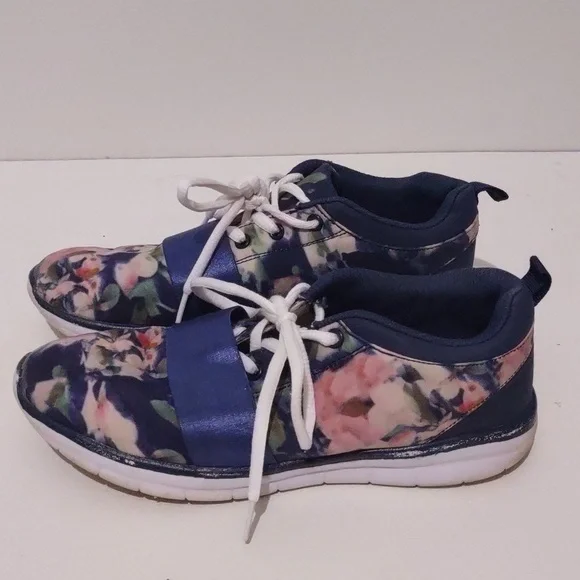 ShoeDazzle blue and pink floral shoe sneaker size 6.5 women flowers - Picture 5 of 11